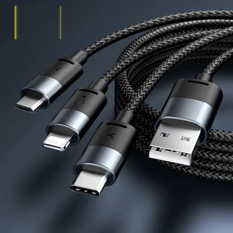 3-i-1 USB ladekabel med Type-C og Micro USB